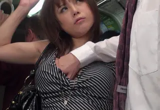 A Japanese cutie services an older man on public transportation. Their encounter moves from bus to private setting for final creampie completion.